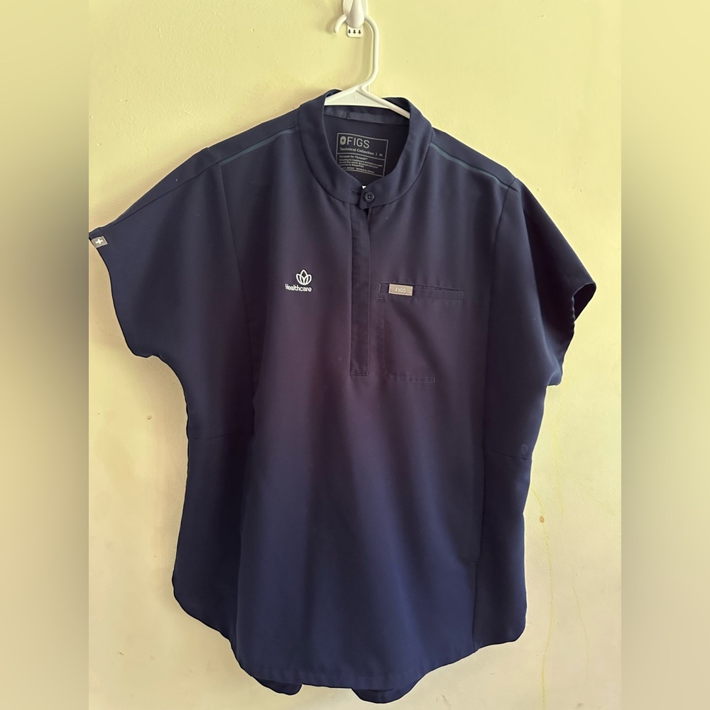 Figs women's navy Blue Casual Button Down Shirt